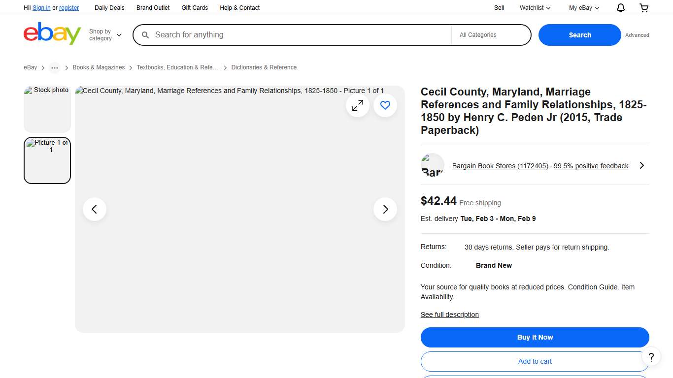 Cecil County, Maryland, Marriage References and Family Relationships, 1825-1850 by Henry C. Peden Jr (2015, Trade Paperback) for sale online eBay
