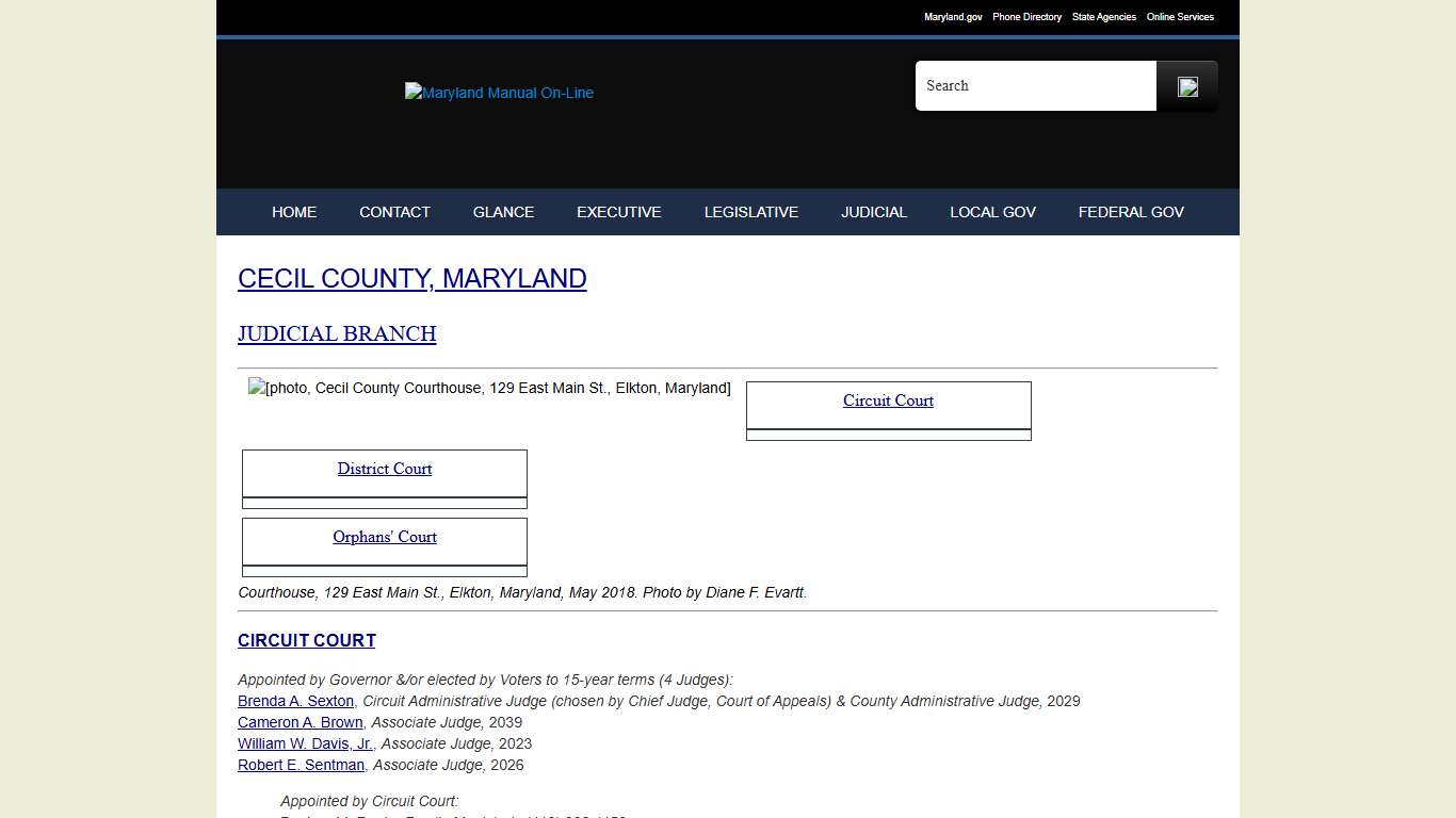 Cecil County, Maryland - Government, Judicial Branch